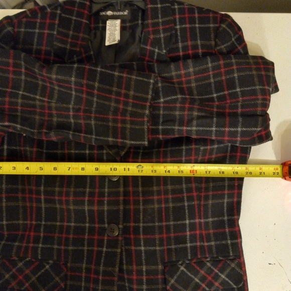 SAG Harbor Wool Blend Blazer Jacket Plaid Black Size 12/40 - Picture 8 of 10